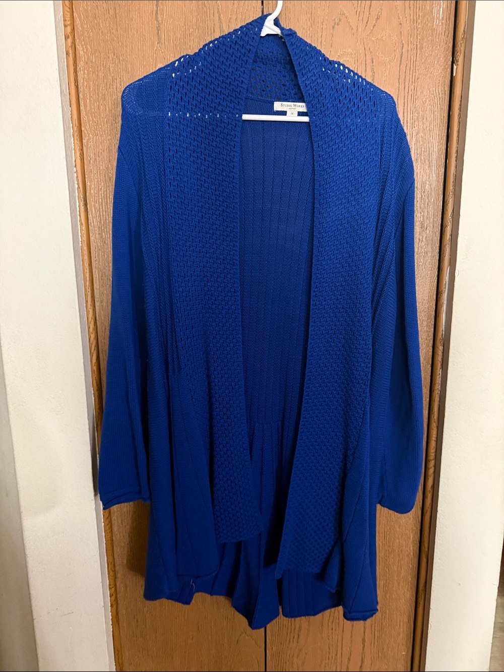 Studio Works Royal Blue Open-Front Knit Cardigan